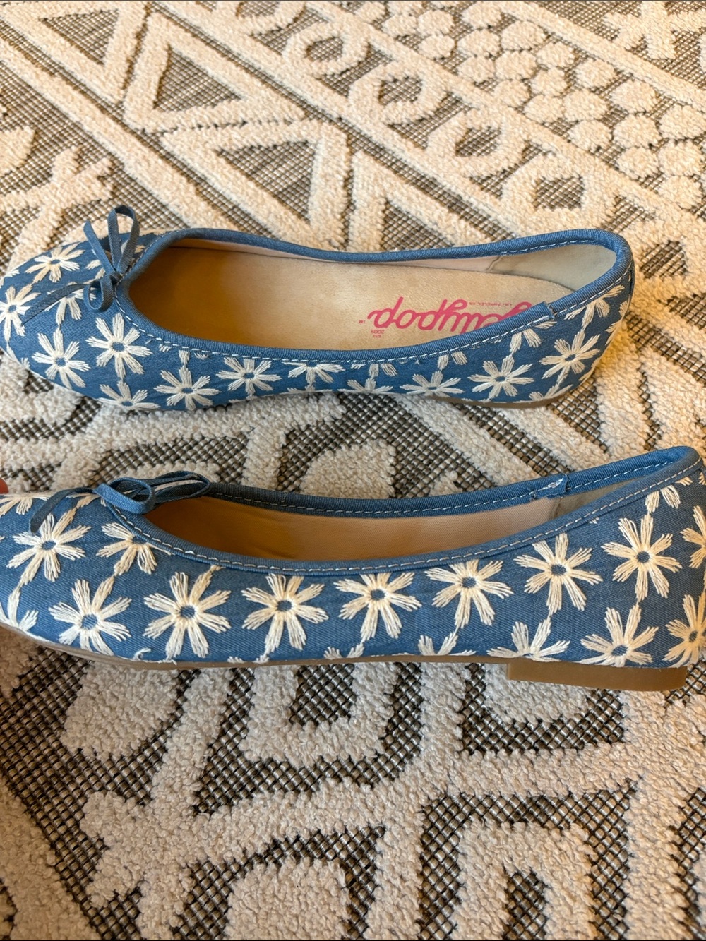NWOT Jellypop Navy Blue Daisy Embroidered Ballet Flats - Picture 4 of 4